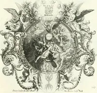 An illustration from Heilige Augen- und Gemüths-Lust : vorstellend, alle sonn- fest- und feyrtägliche nicht nur Evangelien, sondern auch Epistelen und Lectionen, jene historisch : diese auch emblemmatisch, und mit curieusen Einfassungen : in vielen Kupffer-Stücken von frembder und gantz neuer Invention : so wohl zur Kunst-Ubung als Unterhaltung Gottseeliger Betrachtungen, wie auch Vermehrung der Kupffer-Bibelen und Ausszierung aller christlichen Postillen dienlich (1706)