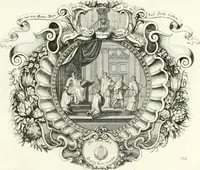An illustration from Heilige Augen- und Gemüths-Lust : vorstellend, alle sonn- fest- und feyrtägliche nicht nur Evangelien, sondern auch Epistelen und Lectionen, jene historisch : diese auch emblemmatisch, und mit curieusen Einfassungen : in vielen Kupffer-Stücken von frembder und gantz neuer Invention : so wohl zur Kunst-Ubung als Unterhaltung Gottseeliger Betrachtungen, wie auch Vermehrung der Kupffer-Bibelen und Ausszierung aller christlichen Postillen dienlich (1706)