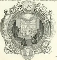 An illustration from Heilige Augen- und Gemüths-Lust : vorstellend, alle sonn- fest- und feyrtägliche nicht nur Evangelien, sondern auch Epistelen und Lectionen, jene historisch : diese auch emblemmatisch, und mit curieusen Einfassungen : in vielen Kupffer-Stücken von frembder und gantz neuer Invention : so wohl zur Kunst-Ubung als Unterhaltung Gottseeliger Betrachtungen, wie auch Vermehrung der Kupffer-Bibelen und Ausszierung aller christlichen Postillen dienlich (1706)