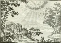 An illustration from Heilige Augen- und Gemüths-Lust : vorstellend, alle sonn- fest- und feyrtägliche nicht nur Evangelien, sondern auch Epistelen und Lectionen, jene historisch : diese auch emblemmatisch, und mit curieusen Einfassungen : in vielen Kupffer-Stücken von frembder und gantz neuer Invention : so wohl zur Kunst-Ubung als Unterhaltung Gottseeliger Betrachtungen, wie auch Vermehrung der Kupffer-Bibelen und Ausszierung aller christlichen Postillen dienlich (1706)