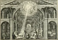 Picture 19 of 249 from Heilige Augen- und Gemüths-Lust : vorstellend, alle sonn- fest- und feyrtägliche nicht nur Evangelien, sondern auch Epistelen und Lectionen, jene historisch : diese auch emblemmatisch, und mit curieusen Einfassungen : in vielen Kupffer-Stücken von frembder und gantz neuer Invention : so wohl zur Kunst-Ubung als Unterhaltung Gottseeliger Betrachtungen, wie auch Vermehrung der Kupffer-Bibelen und Ausszierung aller christlichen Postillen dienlich (1706), leaf 28