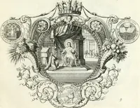 An illustration from Heilige Augen- und Gemüths-Lust : vorstellend, alle sonn- fest- und feyrtägliche nicht nur Evangelien, sondern auch Epistelen und Lectionen, jene historisch : diese auch emblemmatisch, und mit curieusen Einfassungen : in vielen Kupffer-Stücken von frembder und gantz neuer Invention : so wohl zur Kunst-Ubung als Unterhaltung Gottseeliger Betrachtungen, wie auch Vermehrung der Kupffer-Bibelen und Ausszierung aller christlichen Postillen dienlich (1706)