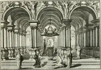 An illustration from Heilige Augen- und Gemüths-Lust : vorstellend, alle sonn- fest- und feyrtägliche nicht nur Evangelien, sondern auch Epistelen und Lectionen, jene historisch : diese auch emblemmatisch, und mit curieusen Einfassungen : in vielen Kupffer-Stücken von frembder und gantz neuer Invention : so wohl zur Kunst-Ubung als Unterhaltung Gottseeliger Betrachtungen, wie auch Vermehrung der Kupffer-Bibelen und Ausszierung aller christlichen Postillen dienlich (1706)