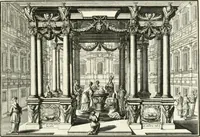 An illustration from Heilige Augen- und Gemüths-Lust : vorstellend, alle sonn- fest- und feyrtägliche nicht nur Evangelien, sondern auch Epistelen und Lectionen, jene historisch : diese auch emblemmatisch, und mit curieusen Einfassungen : in vielen Kupffer-Stücken von frembder und gantz neuer Invention : so wohl zur Kunst-Ubung als Unterhaltung Gottseeliger Betrachtungen, wie auch Vermehrung der Kupffer-Bibelen und Ausszierung aller christlichen Postillen dienlich (1706)