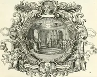 An illustration from Heilige Augen- und Gemüths-Lust : vorstellend, alle sonn- fest- und feyrtägliche nicht nur Evangelien, sondern auch Epistelen und Lectionen, jene historisch : diese auch emblemmatisch, und mit curieusen Einfassungen : in vielen Kupffer-Stücken von frembder und gantz neuer Invention : so wohl zur Kunst-Ubung als Unterhaltung Gottseeliger Betrachtungen, wie auch Vermehrung der Kupffer-Bibelen und Ausszierung aller christlichen Postillen dienlich (1706)