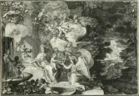 An illustration from Heilige Augen- und Gemüths-Lust : vorstellend, alle sonn- fest- und feyrtägliche nicht nur Evangelien, sondern auch Epistelen und Lectionen, jene historisch : diese auch emblemmatisch, und mit curieusen Einfassungen : in vielen Kupffer-Stücken von frembder und gantz neuer Invention : so wohl zur Kunst-Ubung als Unterhaltung Gottseeliger Betrachtungen, wie auch Vermehrung der Kupffer-Bibelen und Ausszierung aller christlichen Postillen dienlich (1706)