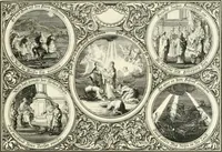 An illustration from Heilige Augen- und Gemüths-Lust : vorstellend, alle sonn- fest- und feyrtägliche nicht nur Evangelien, sondern auch Epistelen und Lectionen, jene historisch : diese auch emblemmatisch, und mit curieusen Einfassungen : in vielen Kupffer-Stücken von frembder und gantz neuer Invention : so wohl zur Kunst-Ubung als Unterhaltung Gottseeliger Betrachtungen, wie auch Vermehrung der Kupffer-Bibelen und Ausszierung aller christlichen Postillen dienlich (1706)