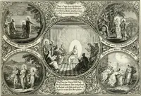 An illustration from Heilige Augen- und Gemüths-Lust : vorstellend, alle sonn- fest- und feyrtägliche nicht nur Evangelien, sondern auch Epistelen und Lectionen, jene historisch : diese auch emblemmatisch, und mit curieusen Einfassungen : in vielen Kupffer-Stücken von frembder und gantz neuer Invention : so wohl zur Kunst-Ubung als Unterhaltung Gottseeliger Betrachtungen, wie auch Vermehrung der Kupffer-Bibelen und Ausszierung aller christlichen Postillen dienlich (1706)