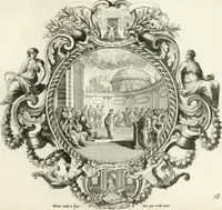 Picture 40 of 249 from Heilige Augen- und Gemüths-Lust : vorstellend, alle sonn- fest- und feyrtägliche nicht nur Evangelien, sondern auch Epistelen und Lectionen, jene historisch : diese auch emblemmatisch, und mit curieusen Einfassungen : in vielen Kupffer-Stücken von frembder und gantz neuer Invention : so wohl zur Kunst-Ubung als Unterhaltung Gottseeliger Betrachtungen, wie auch Vermehrung der Kupffer-Bibelen und Ausszierung aller christlichen Postillen dienlich (1706), leaf 48