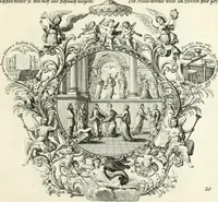 An illustration from Heilige Augen- und Gemüths-Lust : vorstellend, alle sonn- fest- und feyrtägliche nicht nur Evangelien, sondern auch Epistelen und Lectionen, jene historisch : diese auch emblemmatisch, und mit curieusen Einfassungen : in vielen Kupffer-Stücken von frembder und gantz neuer Invention : so wohl zur Kunst-Ubung als Unterhaltung Gottseeliger Betrachtungen, wie auch Vermehrung der Kupffer-Bibelen und Ausszierung aller christlichen Postillen dienlich (1706)