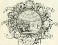 An illustration from Heilige Augen- und Gemüths-Lust : vorstellend, alle sonn- fest- und feyrtägliche nicht nur Evangelien, sondern auch Epistelen und Lectionen, jene historisch : diese auch emblemmatisch, und mit curieusen Einfassungen : in vielen Kupffer-Stücken von frembder und gantz neuer Invention : so wohl zur Kunst-Ubung als Unterhaltung Gottseeliger Betrachtungen, wie auch Vermehrung der Kupffer-Bibelen und Ausszierung aller christlichen Postillen dienlich (1706)