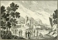 An illustration from Heilige Augen- und Gemüths-Lust : vorstellend, alle sonn- fest- und feyrtägliche nicht nur Evangelien, sondern auch Epistelen und Lectionen, jene historisch : diese auch emblemmatisch, und mit curieusen Einfassungen : in vielen Kupffer-Stücken von frembder und gantz neuer Invention : so wohl zur Kunst-Ubung als Unterhaltung Gottseeliger Betrachtungen, wie auch Vermehrung der Kupffer-Bibelen und Ausszierung aller christlichen Postillen dienlich (1706)