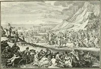 An illustration from Heilige Augen- und Gemüths-Lust : vorstellend, alle sonn- fest- und feyrtägliche nicht nur Evangelien, sondern auch Epistelen und Lectionen, jene historisch : diese auch emblemmatisch, und mit curieusen Einfassungen : in vielen Kupffer-Stücken von frembder und gantz neuer Invention : so wohl zur Kunst-Ubung als Unterhaltung Gottseeliger Betrachtungen, wie auch Vermehrung der Kupffer-Bibelen und Ausszierung aller christlichen Postillen dienlich (1706)