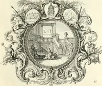 An illustration from Heilige Augen- und Gemüths-Lust : vorstellend, alle sonn- fest- und feyrtägliche nicht nur Evangelien, sondern auch Epistelen und Lectionen, jene historisch : diese auch emblemmatisch, und mit curieusen Einfassungen : in vielen Kupffer-Stücken von frembder und gantz neuer Invention : so wohl zur Kunst-Ubung als Unterhaltung Gottseeliger Betrachtungen, wie auch Vermehrung der Kupffer-Bibelen und Ausszierung aller christlichen Postillen dienlich (1706)