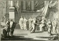 An illustration from Heilige Augen- und Gemüths-Lust : vorstellend, alle sonn- fest- und feyrtägliche nicht nur Evangelien, sondern auch Epistelen und Lectionen, jene historisch : diese auch emblemmatisch, und mit curieusen Einfassungen : in vielen Kupffer-Stücken von frembder und gantz neuer Invention : so wohl zur Kunst-Ubung als Unterhaltung Gottseeliger Betrachtungen, wie auch Vermehrung der Kupffer-Bibelen und Ausszierung aller christlichen Postillen dienlich (1706)