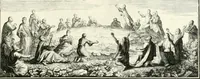 An illustration from Heilige Augen- und Gemüths-Lust : vorstellend, alle sonn- fest- und feyrtägliche nicht nur Evangelien, sondern auch Epistelen und Lectionen, jene historisch : diese auch emblemmatisch, und mit curieusen Einfassungen : in vielen Kupffer-Stücken von frembder und gantz neuer Invention : so wohl zur Kunst-Ubung als Unterhaltung Gottseeliger Betrachtungen, wie auch Vermehrung der Kupffer-Bibelen und Ausszierung aller christlichen Postillen dienlich (1706)