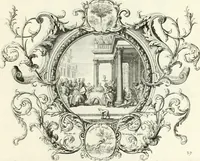 Picture 86 of 249 from Heilige Augen- und Gemüths-Lust : vorstellend, alle sonn- fest- und feyrtägliche nicht nur Evangelien, sondern auch Epistelen und Lectionen, jene historisch : diese auch emblemmatisch, und mit curieusen Einfassungen : in vielen Kupffer-Stücken von frembder und gantz neuer Invention : so wohl zur Kunst-Ubung als Unterhaltung Gottseeliger Betrachtungen, wie auch Vermehrung der Kupffer-Bibelen und Ausszierung aller christlichen Postillen dienlich (1706), leaf 94