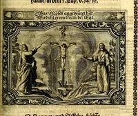 An illustration from Heilig-epistolischer Bericht, Licht, Geleit, und Freud. Das ist : Emblematische Fürstllung der heiligen Sonn- und festtäglichen Episteln; in welcher gründlicher Bericht von den rechten Wort-Verstand ertheilet, dem wahren Christenthum ein helles licht furgetragen, und ein sicheres Geleit mit beigefügten Gebeten und Gesängen zu der himmlischen Freude gezeiget wird (1663)