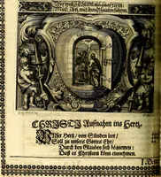 Picture 113 of 344 from Heilig-epistolischer Bericht, Licht, Geleit, und Freud. Das ist : Emblematische Fürstllung der heiligen Sonn- und festtäglichen Episteln; in welcher gründlicher Bericht von den rechten Wort-Verstand ertheilet, dem wahren Christenthum ein helles licht furgetragen, und ein sicheres Geleit mit beigefügten Gebeten und Gesängen zu der himmlischen Freude gezeiget wird (1663), leaf 385