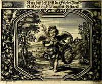 Picture 114 of 344 from Heilig-epistolischer Bericht, Licht, Geleit, und Freud. Das ist : Emblematische Fürstllung der heiligen Sonn- und festtäglichen Episteln; in welcher gründlicher Bericht von den rechten Wort-Verstand ertheilet, dem wahren Christenthum ein helles licht furgetragen, und ein sicheres Geleit mit beigefügten Gebeten und Gesängen zu der himmlischen Freude gezeiget wird (1663), leaf 391