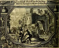 An illustration from Heilig-epistolischer Bericht, Licht, Geleit, und Freud. Das ist : Emblematische Fürstllung der heiligen Sonn- und festtäglichen Episteln; in welcher gründlicher Bericht von den rechten Wort-Verstand ertheilet, dem wahren Christenthum ein helles licht furgetragen, und ein sicheres Geleit mit beigefügten Gebeten und Gesängen zu der himmlischen Freude gezeiget wird (1663)