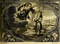 An illustration from Heilig-epistolischer Bericht, Licht, Geleit, und Freud. Das ist : Emblematische Fürstllung der heiligen Sonn- und festtäglichen Episteln; in welcher gründlicher Bericht von den rechten Wort-Verstand ertheilet, dem wahren Christenthum ein helles licht furgetragen, und ein sicheres Geleit mit beigefügten Gebeten und Gesängen zu der himmlischen Freude gezeiget wird (1663)