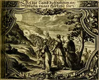 An illustration from Heilig-epistolischer Bericht, Licht, Geleit, und Freud. Das ist : Emblematische Fürstllung der heiligen Sonn- und festtäglichen Episteln; in welcher gründlicher Bericht von den rechten Wort-Verstand ertheilet, dem wahren Christenthum ein helles licht furgetragen, und ein sicheres Geleit mit beigefügten Gebeten und Gesängen zu der himmlischen Freude gezeiget wird (1663)
