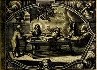An illustration from Heilig-epistolischer Bericht, Licht, Geleit, und Freud. Das ist : Emblematische Fürstllung der heiligen Sonn- und festtäglichen Episteln; in welcher gründlicher Bericht von den rechten Wort-Verstand ertheilet, dem wahren Christenthum ein helles licht furgetragen, und ein sicheres Geleit mit beigefügten Gebeten und Gesängen zu der himmlischen Freude gezeiget wird (1663)