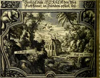 Picture 167 of 344 from Heilig-epistolischer Bericht, Licht, Geleit, und Freud. Das ist : Emblematische Fürstllung der heiligen Sonn- und festtäglichen Episteln; in welcher gründlicher Bericht von den rechten Wort-Verstand ertheilet, dem wahren Christenthum ein helles licht furgetragen, und ein sicheres Geleit mit beigefügten Gebeten und Gesängen zu der himmlischen Freude gezeiget wird (1663), leaf 599