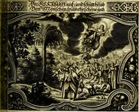 An illustration from Heilig-epistolischer Bericht, Licht, Geleit, und Freud. Das ist : Emblematische Fürstllung der heiligen Sonn- und festtäglichen Episteln; in welcher gründlicher Bericht von den rechten Wort-Verstand ertheilet, dem wahren Christenthum ein helles licht furgetragen, und ein sicheres Geleit mit beigefügten Gebeten und Gesängen zu der himmlischen Freude gezeiget wird (1663)