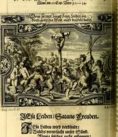 An illustration from Heilig-epistolischer Bericht, Licht, Geleit, und Freud. Das ist : Emblematische Fürstllung der heiligen Sonn- und festtäglichen Episteln; in welcher gründlicher Bericht von den rechten Wort-Verstand ertheilet, dem wahren Christenthum ein helles licht furgetragen, und ein sicheres Geleit mit beigefügten Gebeten und Gesängen zu der himmlischen Freude gezeiget wird (1663)