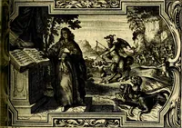An illustration from Heilig-epistolischer Bericht, Licht, Geleit, und Freud. Das ist : Emblematische Fürstllung der heiligen Sonn- und festtäglichen Episteln; in welcher gründlicher Bericht von den rechten Wort-Verstand ertheilet, dem wahren Christenthum ein helles licht furgetragen, und ein sicheres Geleit mit beigefügten Gebeten und Gesängen zu der himmlischen Freude gezeiget wird (1663)
