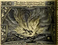 An illustration from Heilig-epistolischer Bericht, Licht, Geleit, und Freud. Das ist : Emblematische Fürstllung der heiligen Sonn- und festtäglichen Episteln; in welcher gründlicher Bericht von den rechten Wort-Verstand ertheilet, dem wahren Christenthum ein helles licht furgetragen, und ein sicheres Geleit mit beigefügten Gebeten und Gesängen zu der himmlischen Freude gezeiget wird (1663)