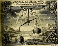 An illustration from Heilig-epistolischer Bericht, Licht, Geleit, und Freud. Das ist : Emblematische Fürstllung der heiligen Sonn- und festtäglichen Episteln; in welcher gründlicher Bericht von den rechten Wort-Verstand ertheilet, dem wahren Christenthum ein helles licht furgetragen, und ein sicheres Geleit mit beigefügten Gebeten und Gesängen zu der himmlischen Freude gezeiget wird (1663)