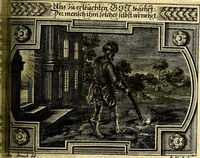An illustration from Heilig-epistolischer Bericht, Licht, Geleit, und Freud. Das ist : Emblematische Fürstllung der heiligen Sonn- und festtäglichen Episteln; in welcher gründlicher Bericht von den rechten Wort-Verstand ertheilet, dem wahren Christenthum ein helles licht furgetragen, und ein sicheres Geleit mit beigefügten Gebeten und Gesängen zu der himmlischen Freude gezeiget wird (1663)