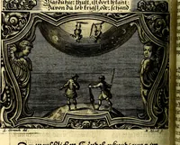 An illustration from Heilig-epistolischer Bericht, Licht, Geleit, und Freud. Das ist : Emblematische Fürstllung der heiligen Sonn- und festtäglichen Episteln; in welcher gründlicher Bericht von den rechten Wort-Verstand ertheilet, dem wahren Christenthum ein helles licht furgetragen, und ein sicheres Geleit mit beigefügten Gebeten und Gesängen zu der himmlischen Freude gezeiget wird (1663)