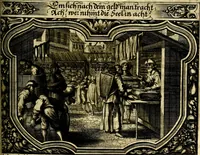 An illustration from Heilig-epistolischer Bericht, Licht, Geleit, und Freud. Das ist : Emblematische Fürstllung der heiligen Sonn- und festtäglichen Episteln; in welcher gründlicher Bericht von den rechten Wort-Verstand ertheilet, dem wahren Christenthum ein helles licht furgetragen, und ein sicheres Geleit mit beigefügten Gebeten und Gesängen zu der himmlischen Freude gezeiget wird (1663)