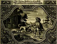 Picture 38 of 344 from Heilig-epistolischer Bericht, Licht, Geleit, und Freud. Das ist : Emblematische Fürstllung der heiligen Sonn- und festtäglichen Episteln; in welcher gründlicher Bericht von den rechten Wort-Verstand ertheilet, dem wahren Christenthum ein helles licht furgetragen, und ein sicheres Geleit mit beigefügten Gebeten und Gesängen zu der himmlischen Freude gezeiget wird (1663), leaf 96