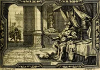 An illustration from Heilig-epistolischer Bericht, Licht, Geleit, und Freud. Das ist : Emblematische Fürstllung der heiligen Sonn- und festtäglichen Episteln; in welcher gründlicher Bericht von den rechten Wort-Verstand ertheilet, dem wahren Christenthum ein helles licht furgetragen, und ein sicheres Geleit mit beigefügten Gebeten und Gesängen zu der himmlischen Freude gezeiget wird (1663)