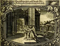 An illustration from Heilig-epistolischer Bericht, Licht, Geleit, und Freud. Das ist : Emblematische Fürstllung der heiligen Sonn- und festtäglichen Episteln; in welcher gründlicher Bericht von den rechten Wort-Verstand ertheilet, dem wahren Christenthum ein helles licht furgetragen, und ein sicheres Geleit mit beigefügten Gebeten und Gesängen zu der himmlischen Freude gezeiget wird (1663)