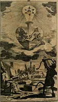 An illustration from Helleleuchtender Hertzens-Spiegel : worinnen vermittelst einer dreyfachen Vorstellung ..., I. Das Erkäntniss, II. Die Übung, und dann III. Das Geheimniss der wahren Gottseligkeit, das ist, die gantze That, Krafft und Hertzens-Theologia ... mit zur Sache hochdienlichen Kupffer-Figuren ..., samt einem kurzgefasten, doch vollständigen Gebet-Büchlein, oder Andachts-Speigel (1680)