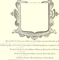 An illustration from Heraldic visitations of Wales and part of the Marches; between the years 1586 and 1613, under the authority of Clarencieux and Norroy, two kings at arms (1846)