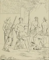 An illustration from Herculanum et Pompéi, recueil général des peintures, bronzes, mosaïques, etc., découverts jusqu'à ce jour, et reproduits d'apreès Le antichita di Ercolano, Il Museo borbonico, et tous les ouvrages analogues (1870)