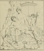 An illustration from Herculanum et Pompéi, recueil général des peintures, bronzes, mosaïques, etc., découverts jusqu'à ce jour, et reproduits d'apreès Le antichita di Ercolano, Il Museo borbonico, et tous les ouvrages analogues (1870)