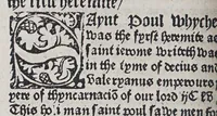 Picture 3 of 13 from Here begynneth the legende named in Latyn Legenda aurea, : that is to say in Englysshe the Golden legende : for lyke as passeth golde in valewe al other metallys, soo thys legende excedeth all other bokes, leaf 156