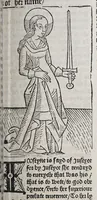 Picture 9 of 13 from Here begynneth the legende named in Latyn Legenda aurea, : that is to say in Englysshe the Golden legende : for lyke as passeth golde in valewe al other metallys, soo thys legende excedeth all other bokes, leaf 573