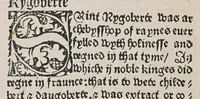 An illustration from Here begynneth the legende named in Latyn Legenda aurea, : that is to say in Englysshe the Golden legende : for lyke as passeth golde in valewe al other metallys, soo thys legende excedeth all other bokes
