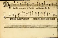 Picture 11 of 32 from Herrn J.M. Dilherrns Predigers bey S. Sebald Evangelischer Schlussreimen der Predigen : so er im Jahr 1649[-1651] gehalten, mit dreyen singenden Stimmen, zweyen Discanten, einem Bass mit Numeris und Signis gezeichnet zu einem Positiv, Regal, Spinet, Clavicymbel oder Theorb (1652), leaf 112