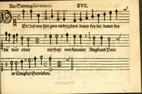 Picture 13 of 32 from Herrn J.M. Dilherrns Predigers bey S. Sebald Evangelischer Schlussreimen der Predigen : so er im Jahr 1649[-1651] gehalten, mit dreyen singenden Stimmen, zweyen Discanten, einem Bass mit Numeris und Signis gezeichnet zu einem Positiv, Regal, Spinet, Clavicymbel oder Theorb (1652), leaf 119