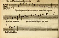 Picture 21 of 32 from Herrn J.M. Dilherrns Predigers bey S. Sebald Evangelischer Schlussreimen der Predigen : so er im Jahr 1649[-1651] gehalten, mit dreyen singenden Stimmen, zweyen Discanten, einem Bass mit Numeris und Signis gezeichnet zu einem Positiv, Regal, Spinet, Clavicymbel oder Theorb (1652), leaf 154
